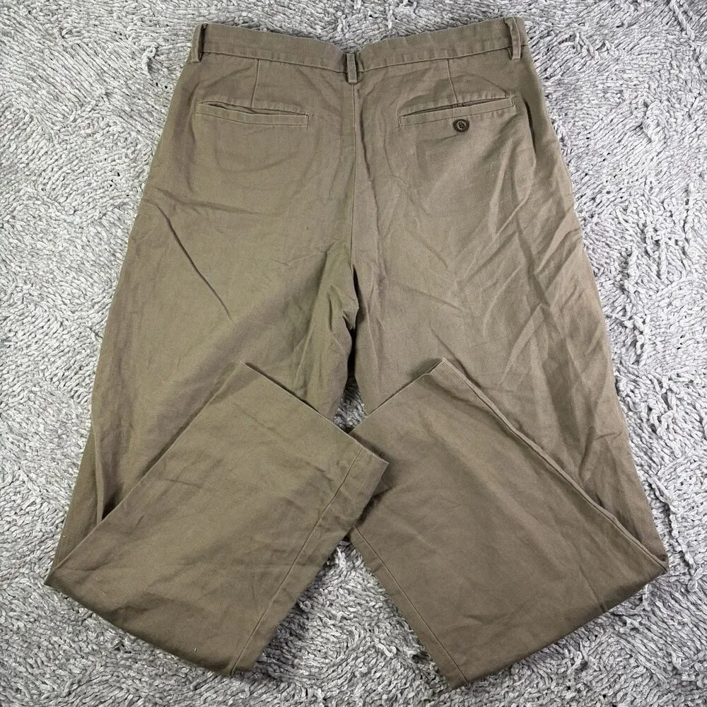Banana Republic Linen Pants Mens 35x32 Brown Chino Summer Preppy Business Work